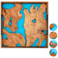 Bighead Epoxy Serving Tray Burl Tray with Glowing Epoxy Resin- Large Sized Epoxy Wooden Tray-Ocean Inspired Resin Serving Tray for Home Decor Coffee Tray-with 4 Coaster Set (Luminous Blue)